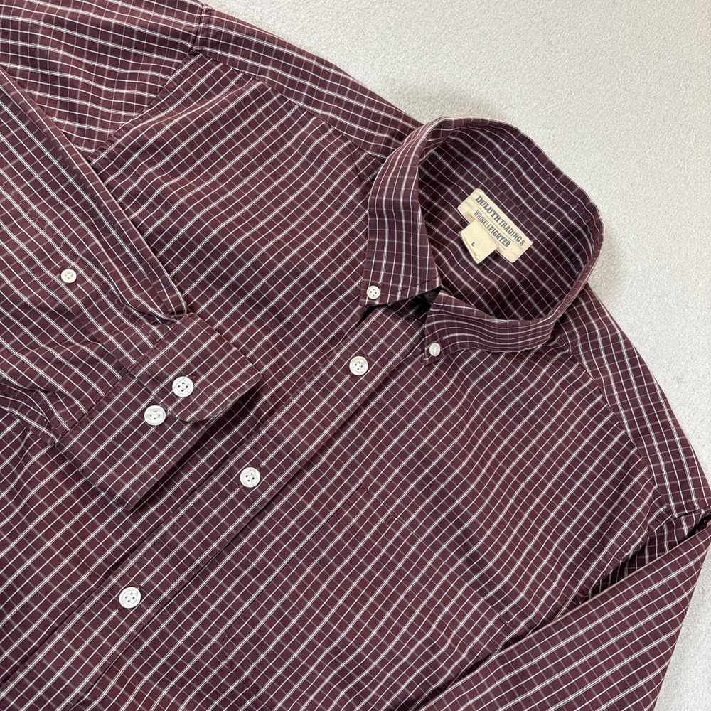 Duluth Trading Co Wrinkle Fighter Dress Shirt Plaid Long Sleeve Mens Large